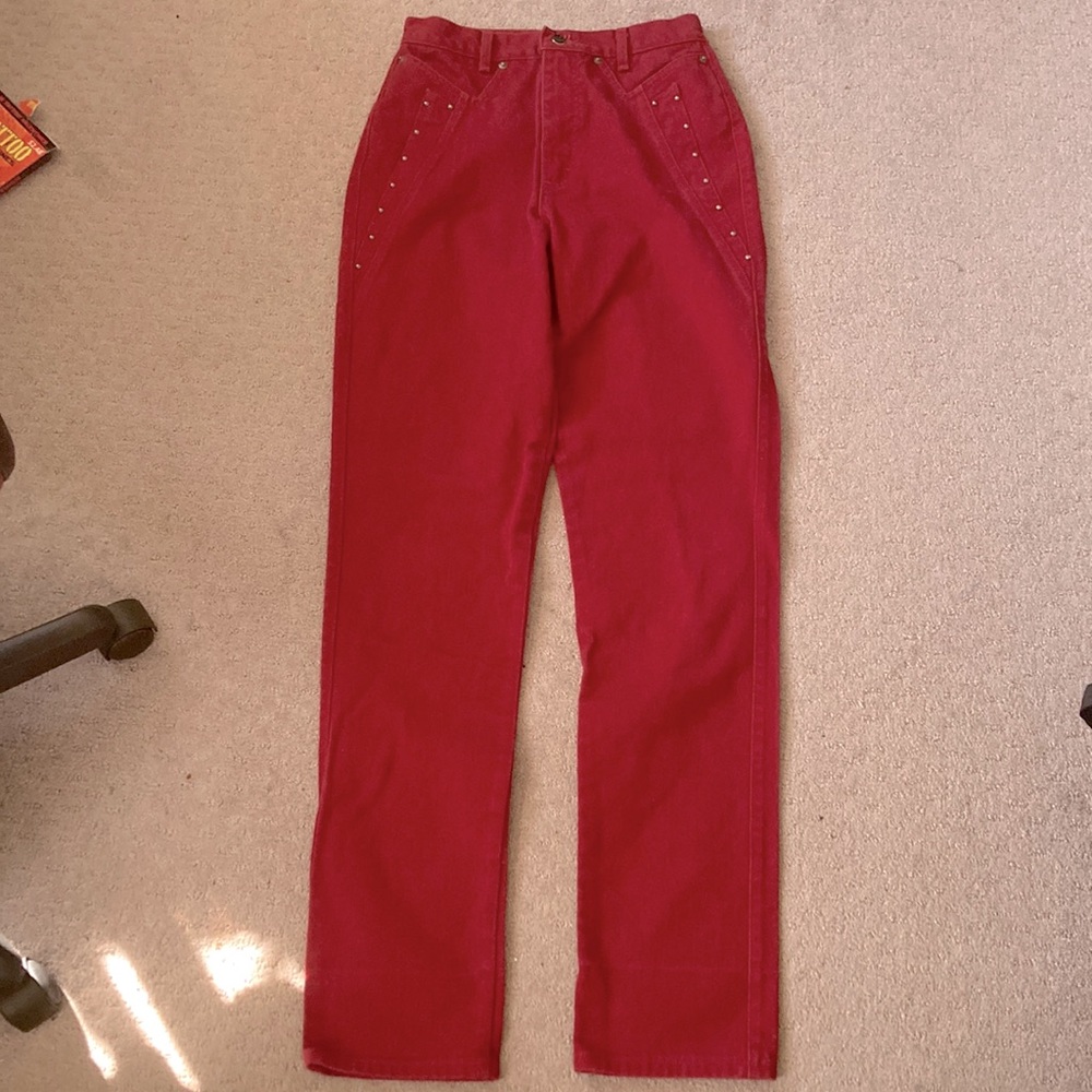 Vintage ROUGHRIDER by Circle T red denim jeans, 9/10. - Picture 2 of 9